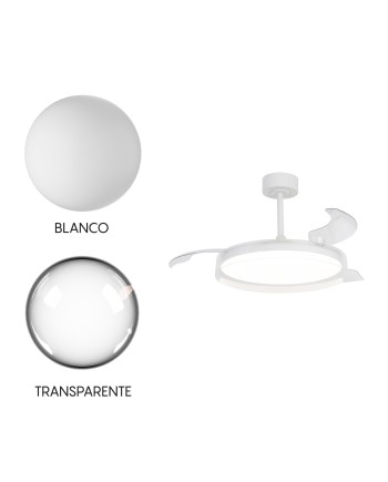 GLASS FAN * PLAFÓN / VENTILADOR 53 CM - BLANCO-TRANSPARENTE
